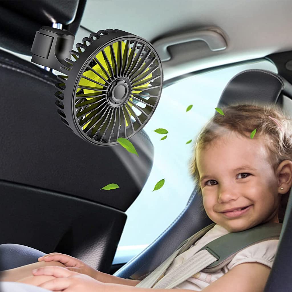Verilux USB Fan for Car Back Seat, Headrest Mounted 5V USB Mini Fan with 3 Speed, Rotatable USB Fan with USB Cable, Switch Controller, USB fan for Baby, Back Seat Passengers, Plug and Play Verilux USB Fan for Car Back Seat, Headrest Mounted 5V USB Mini Fan with 3 Speed, Rotatable USB Fan with USB Cable, Switch Controller, USB fan for Baby, Back Seat Passengers, Plug and Play